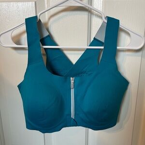 Brooks Dare Teal Zip-Front Running Sports Bra Size 38D